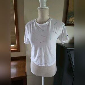 Champion Girls Short Sleeve T-Shirt Size M Cropped White Tee. Great condition